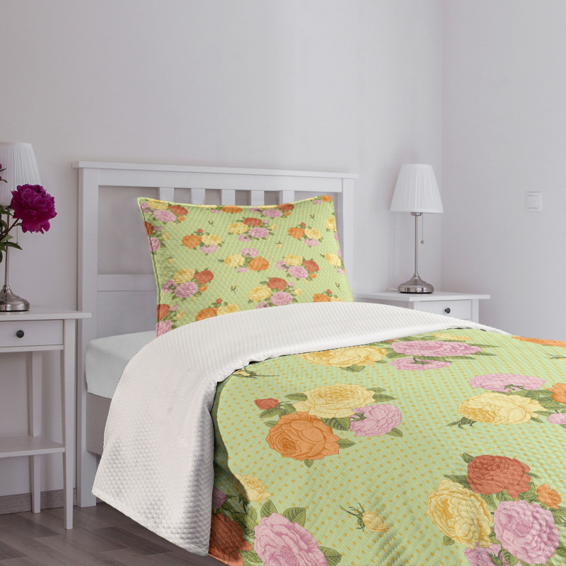Vintage Flower Rose Bedspread Set