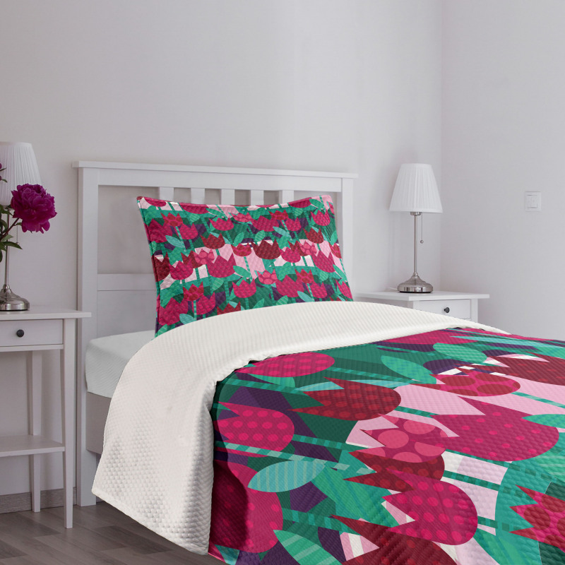 Abstract Tulips Flowers Bedspread Set