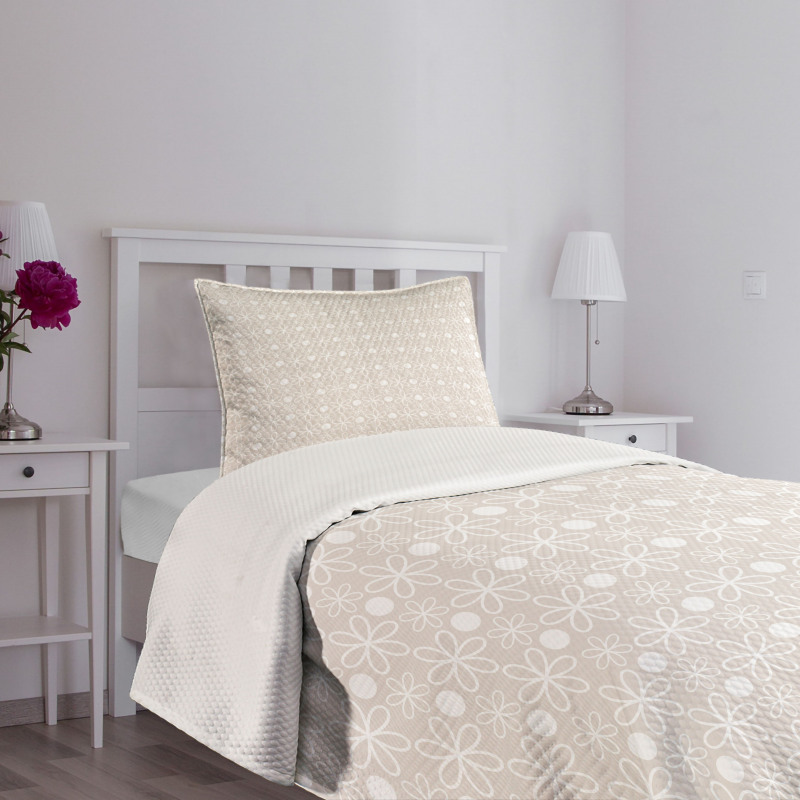 Pastel Flowers and Dots Bedspread Set