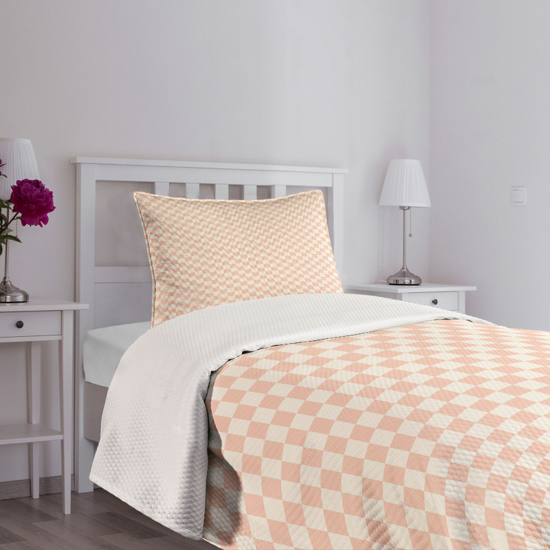 Modern Pink Squares Bedspread Set