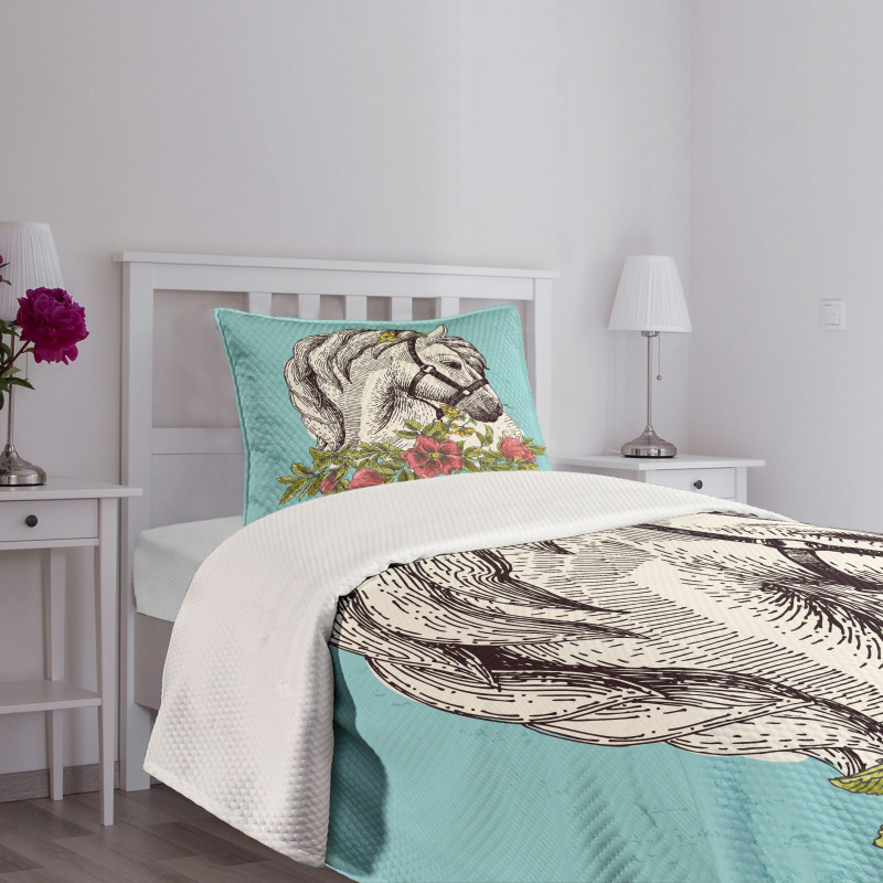 Boho Horse Opium Popy Bedspread Set