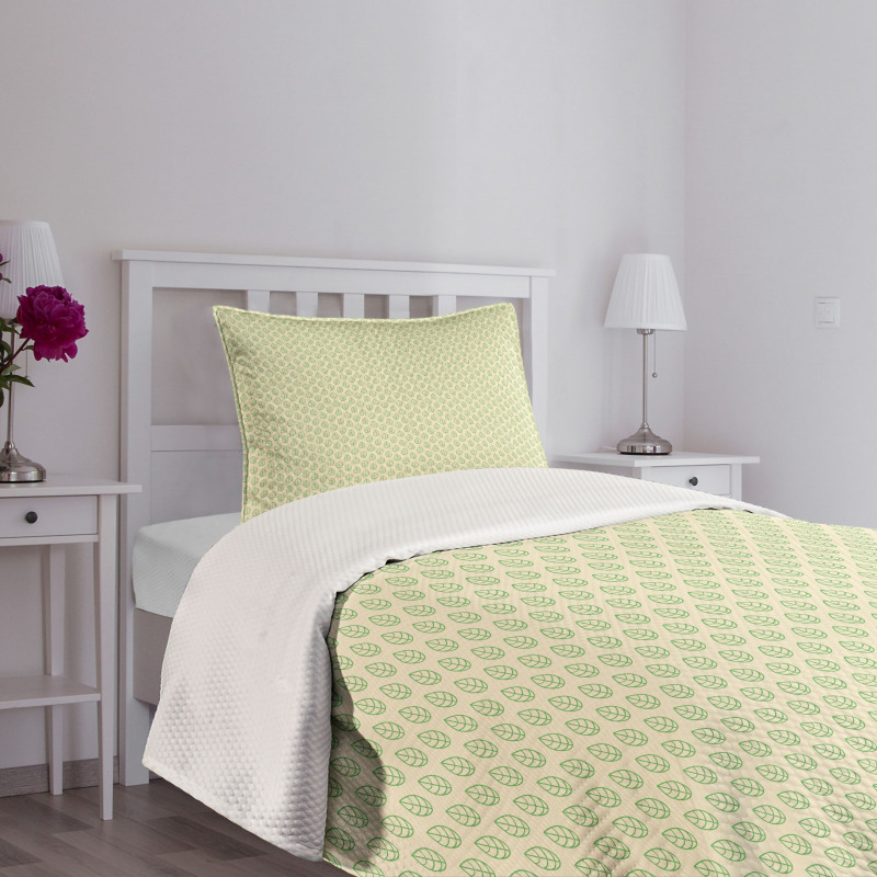 Geometric Spring Leaves Bedspread Set