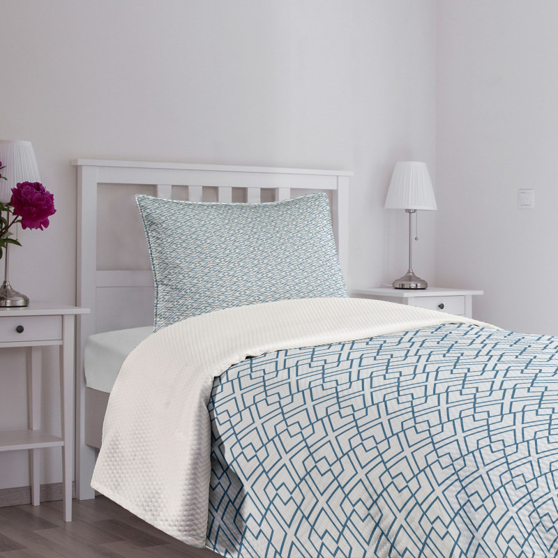 Retro Blue Blossoms Bedspread Set