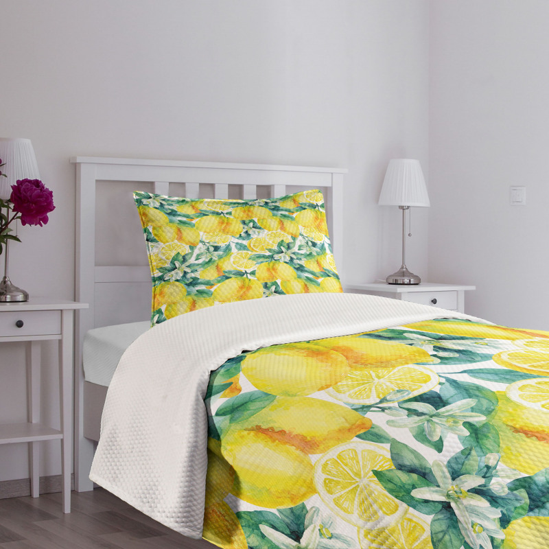 Lemon Citrus Branches Bedspread Set