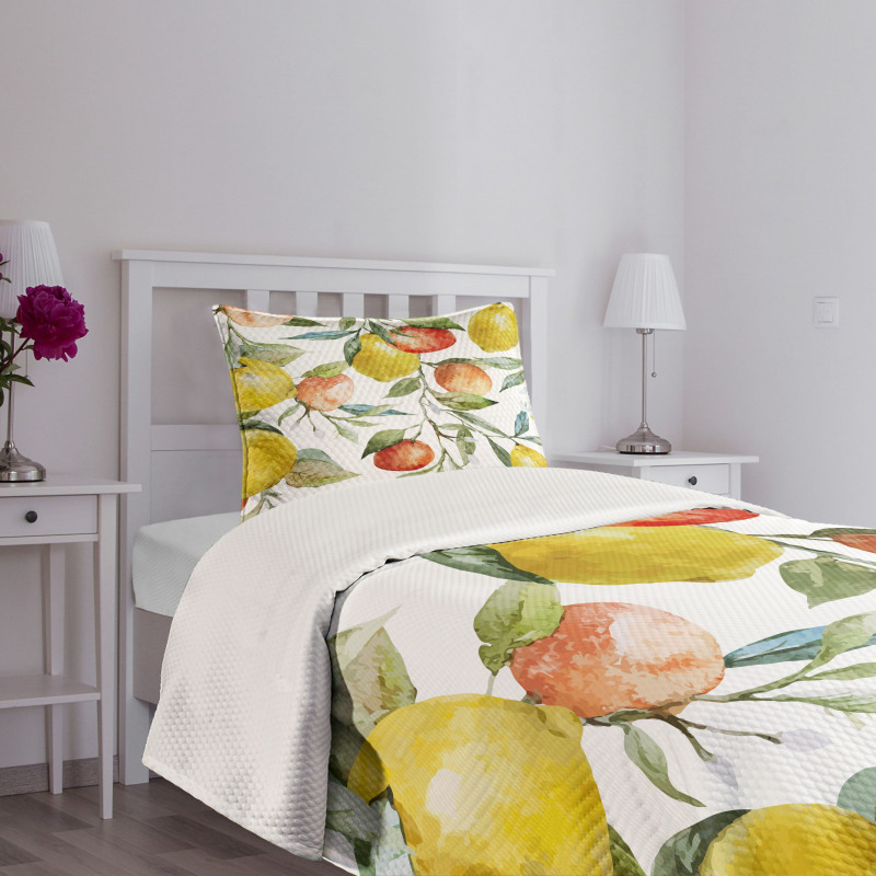 Orange Clementine Tree Bedspread Set