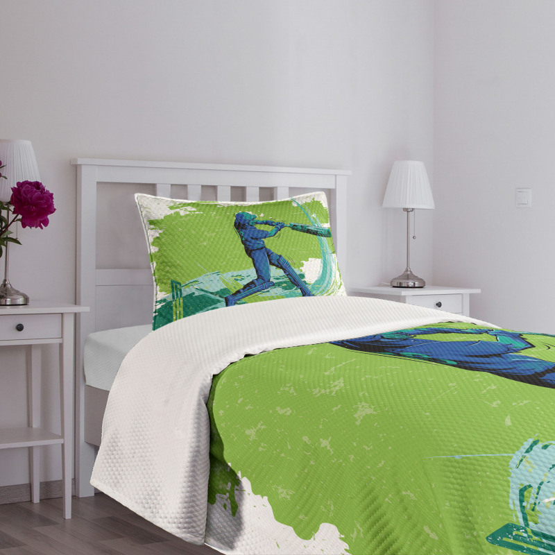 Cricket Player Pitching Bedspread Set