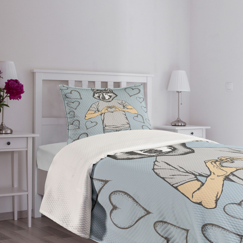 Dog Hearts Romantic Bedspread Set