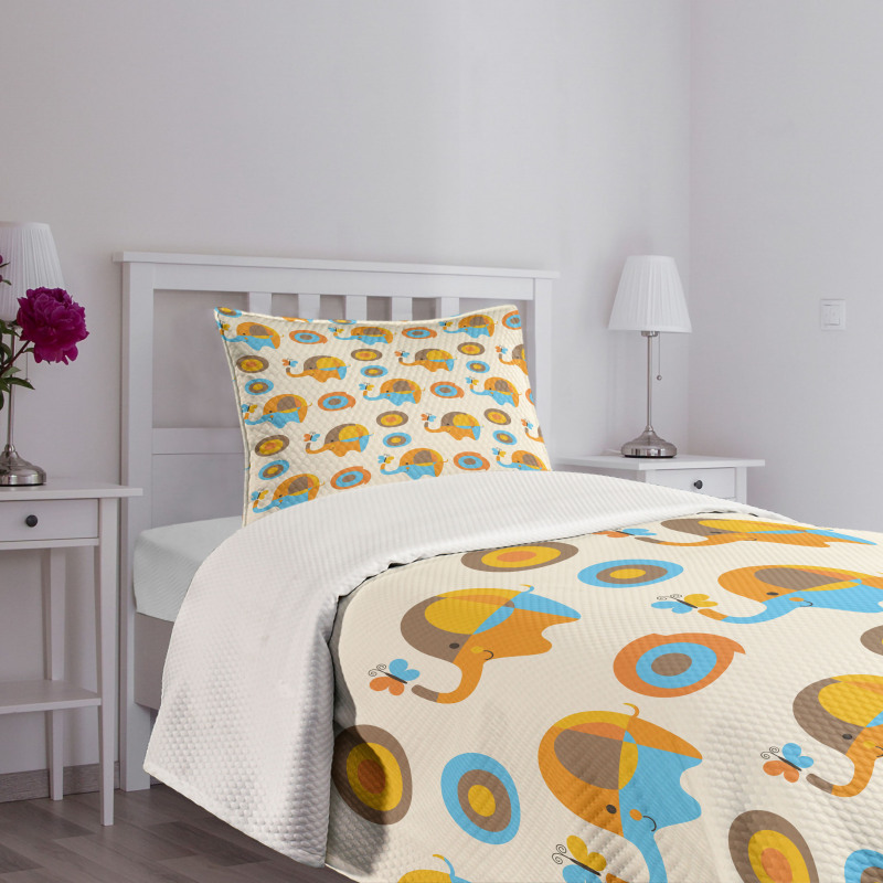 Elephant Butterfly Bedspread Set