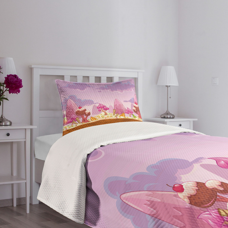 Cartoon Candy Land Bedspread Set