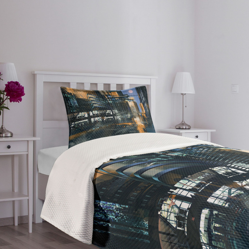 Cyberpunk Cityscape Bedspread Set