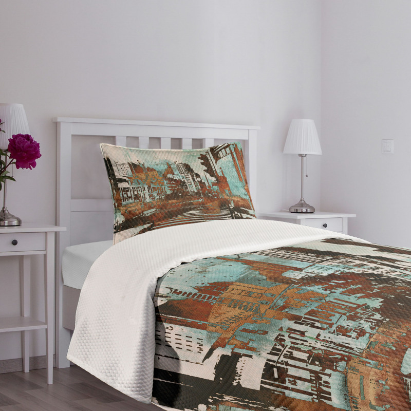 Urban Abstract Cityscape Bedspread Set