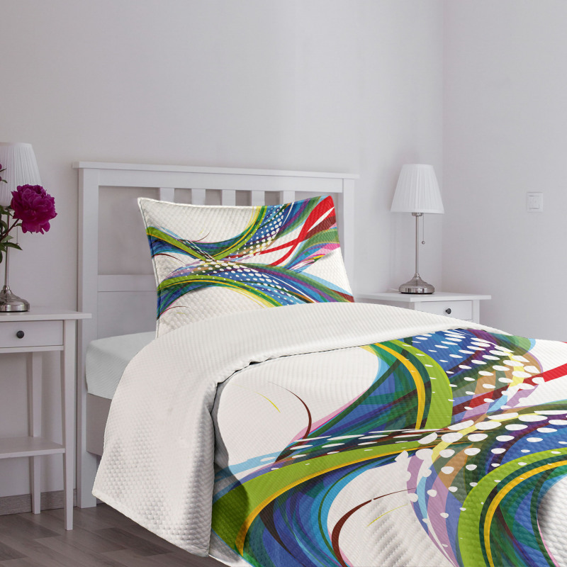 Abstract Wave Ombre Bedspread Set