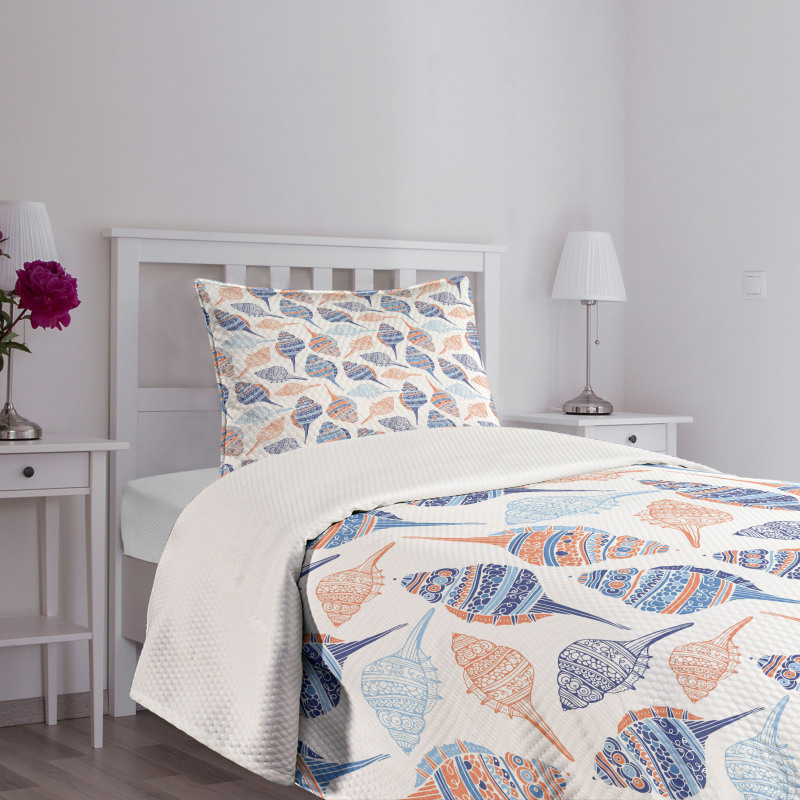 Abstract Marine Seashells Bedspread Set