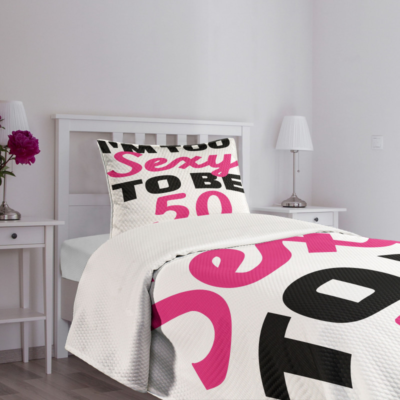 Being 50 Themed Text Bedspread Set