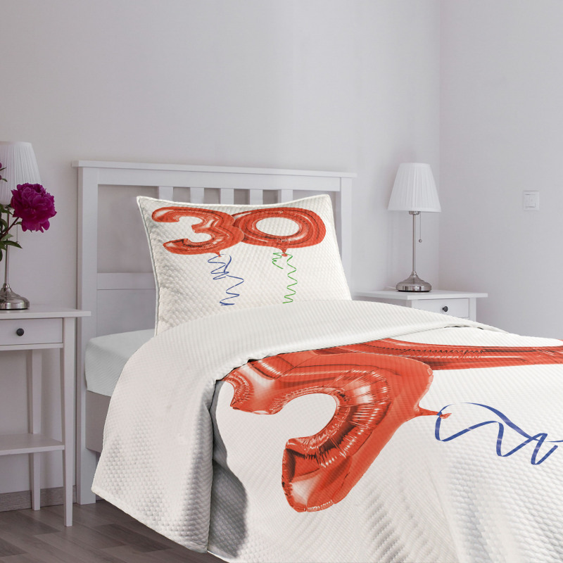 Red Balloons Ribbons Bedspread Set