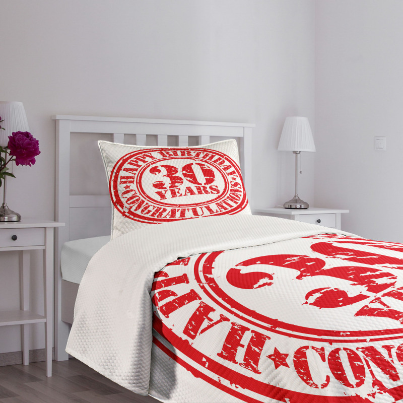 Grunge Birthday Stamp Bedspread Set