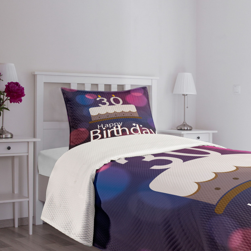 Birthday Cake Candles Bedspread Set