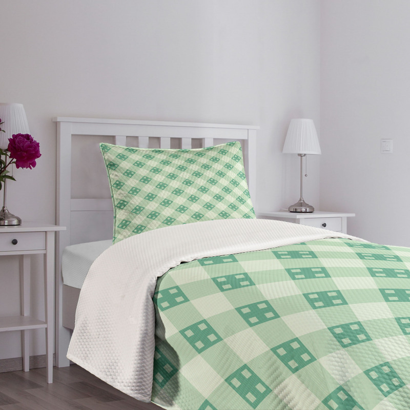 Striped Geometrical Tile Bedspread Set