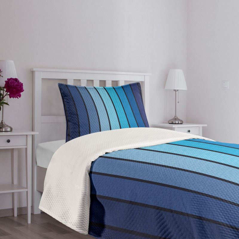 Plaques in Blue Borders Bedspread Set