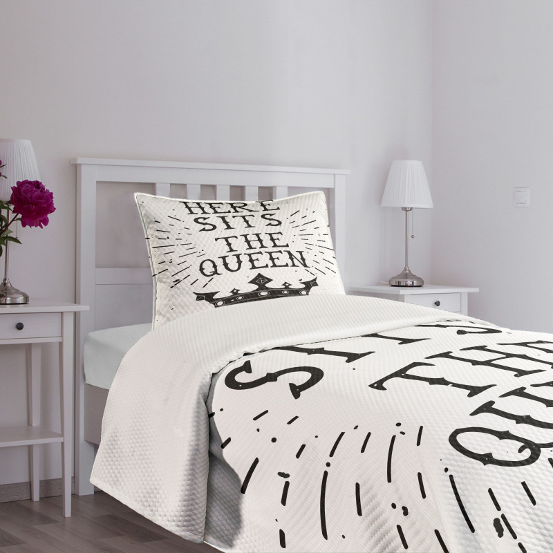 Vintage Words and Crown Bedspread Set