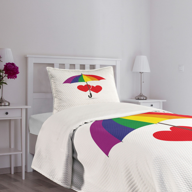 Hearts Umbrella Love Bedspread Set