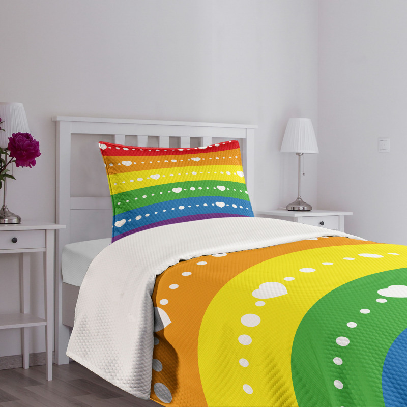 Gay Pride Flag Dots Bedspread Set