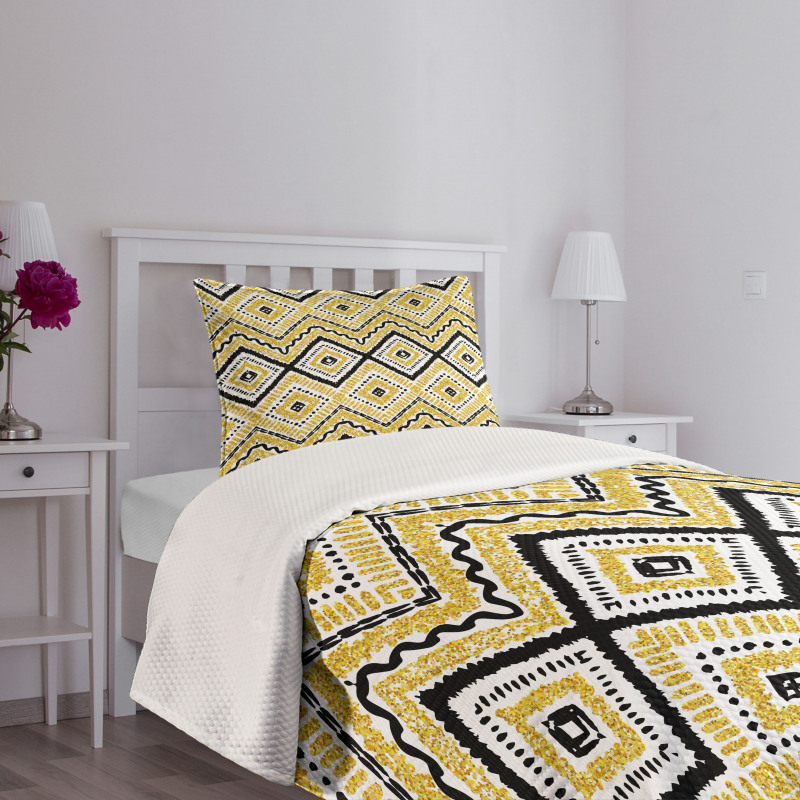 Chevron Waves Tribal Bedspread Set