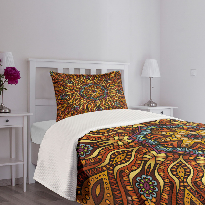 Warm Colored Design Boho Bedspread Set