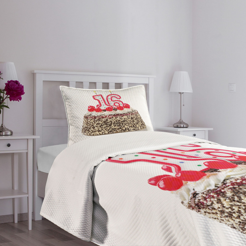 Cake Candles Cherry Bedspread Set