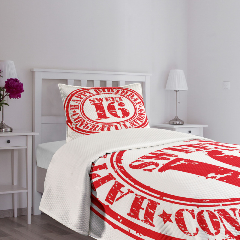 Rubber Stamp Greeting Bedspread Set