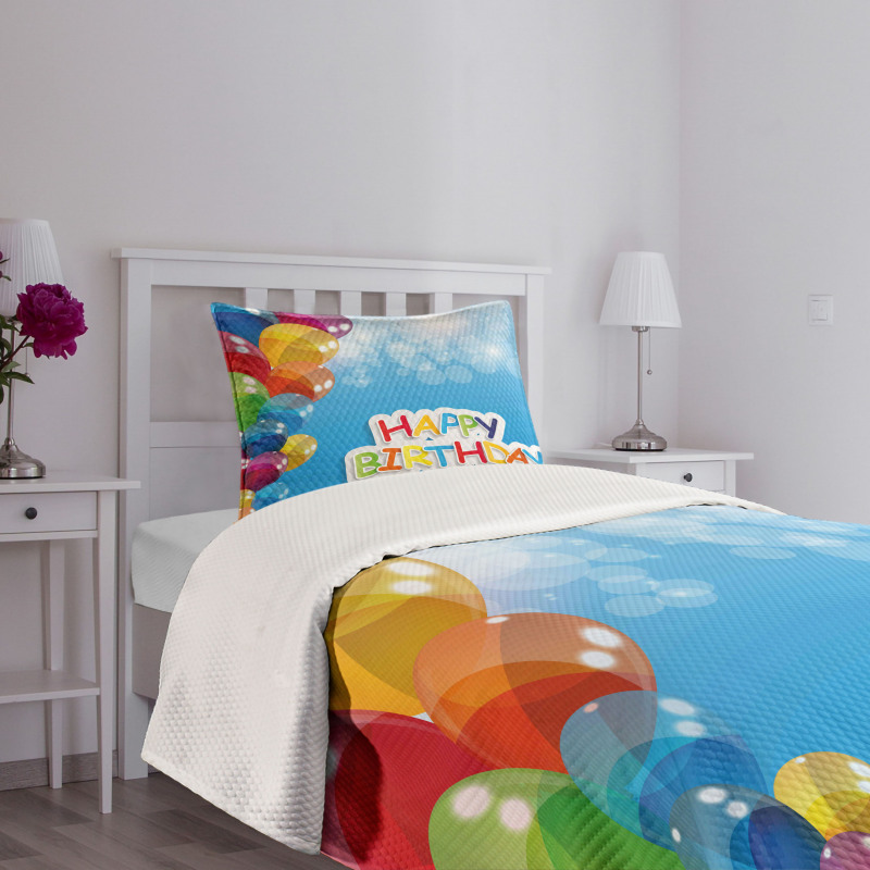Vibrant Balloons Sky Bedspread Set