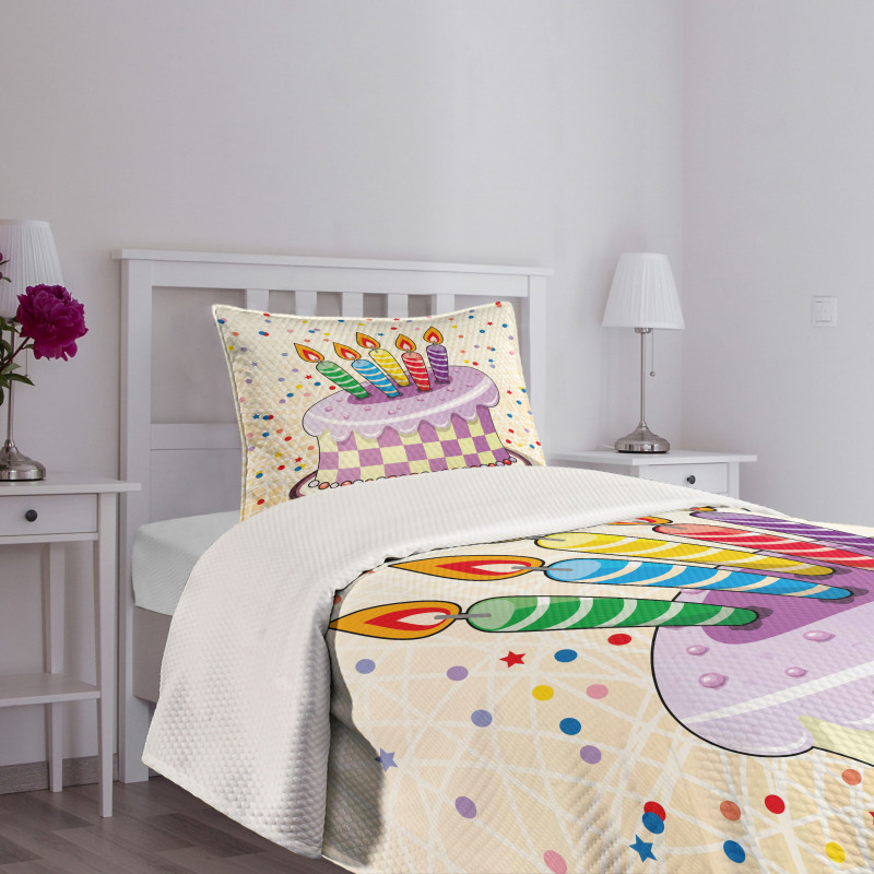 Cake Candles Dots Stars Bedspread Set