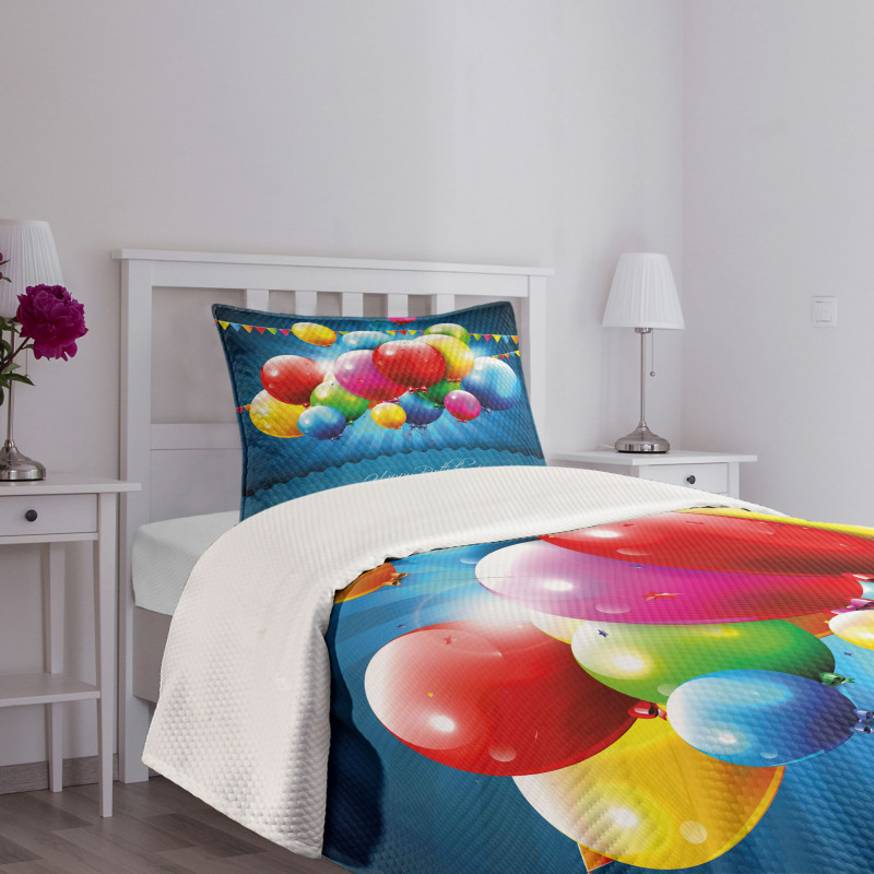 Vibrant Colored Balloons Bedspread Set