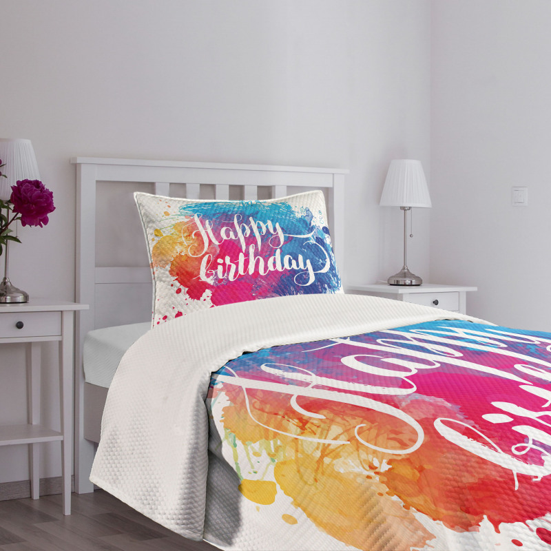 Birthday Message Colorful Bedspread Set