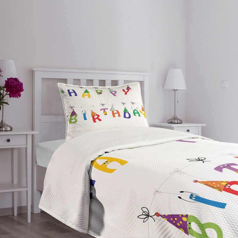 Funny Letters on Ropes Bedspread Set