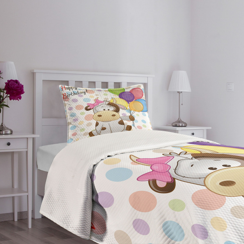 Baby Cow and Balloons Bedspread Set