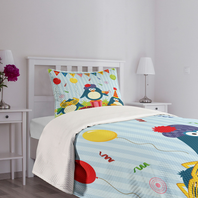Birthday Penguin Bedspread Set