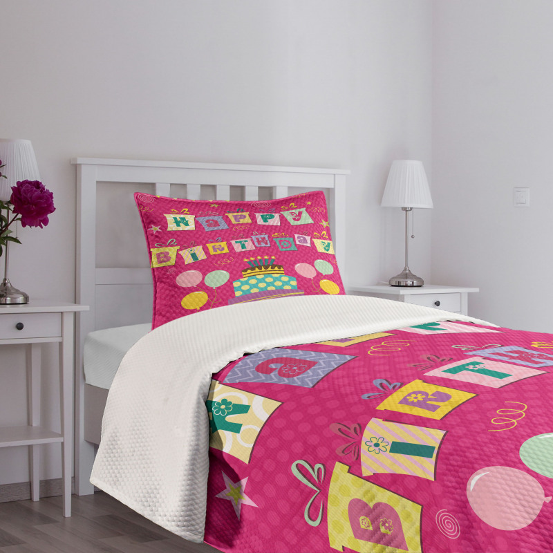 Present Boxes Pink Bedspread Set