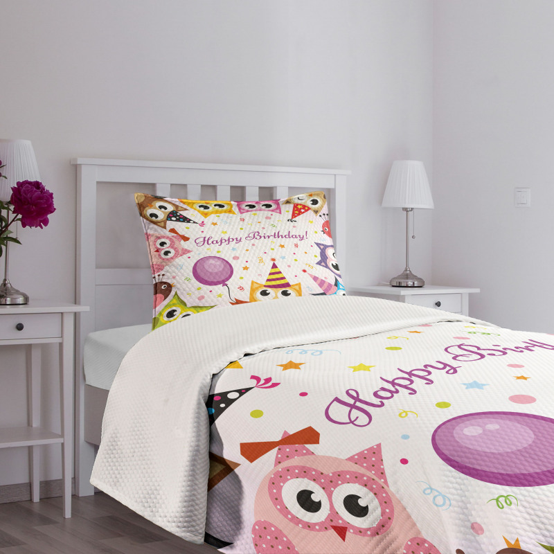 Birthday Party Owls Bedspread Set