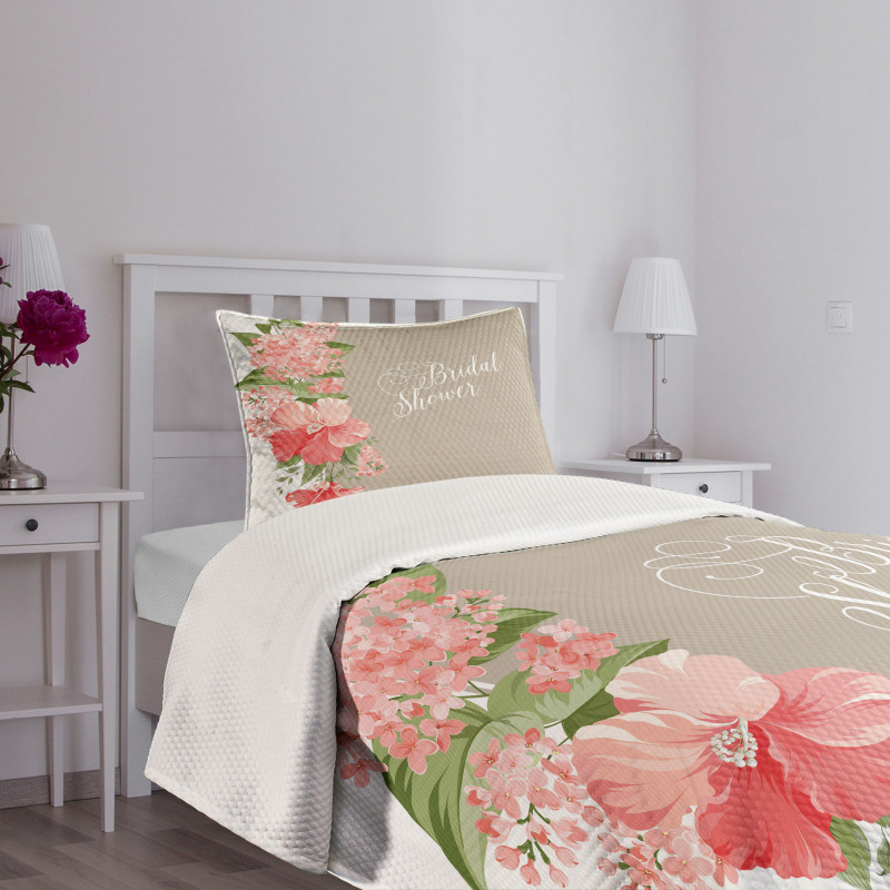 Floral Wedding Frame Bedspread Set