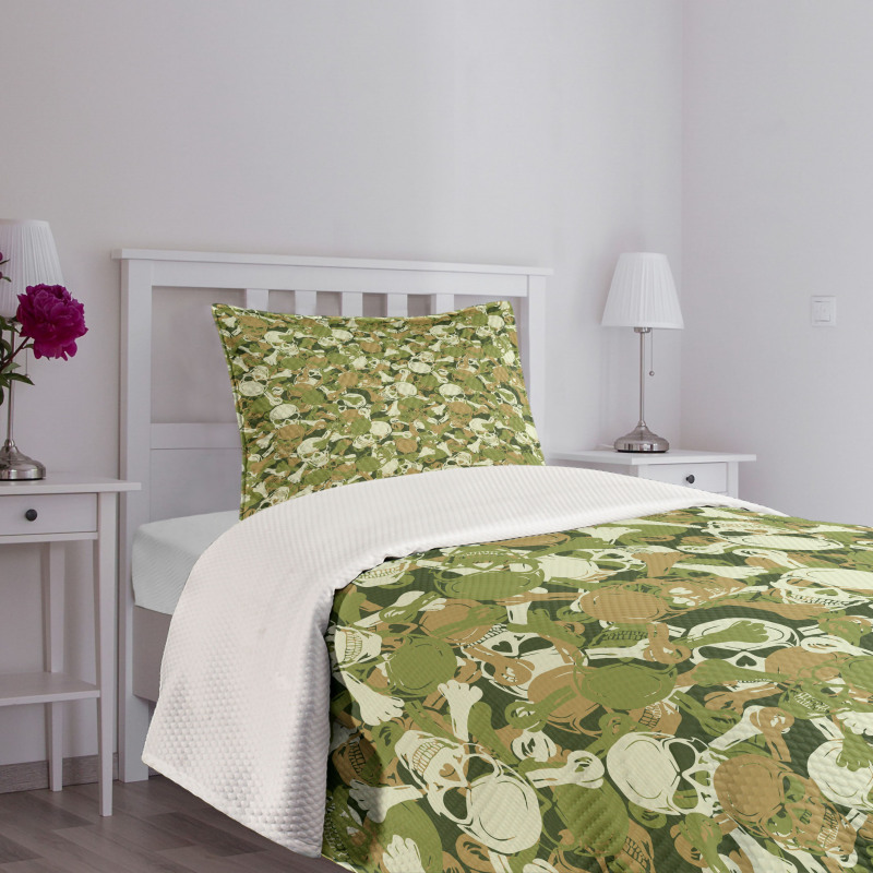 Sketchy Spooky Camouflage Bedspread Set