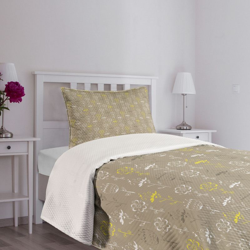 Flowers Butterfly Bedspread Set