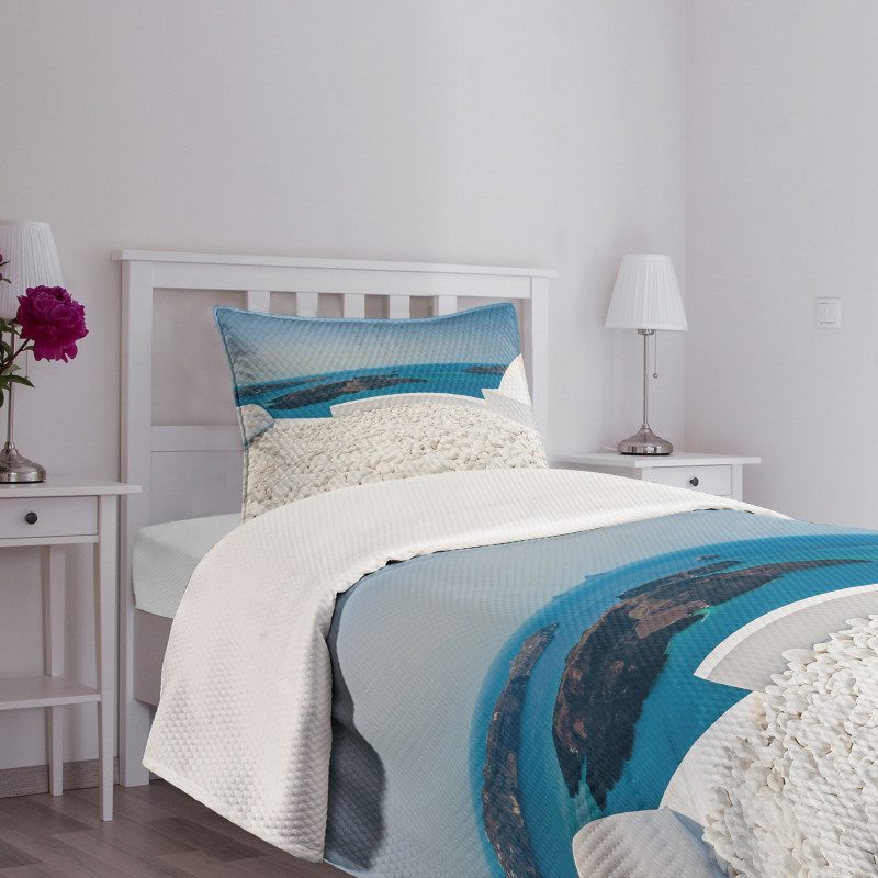 Santorini Island Greece Bedspread Set