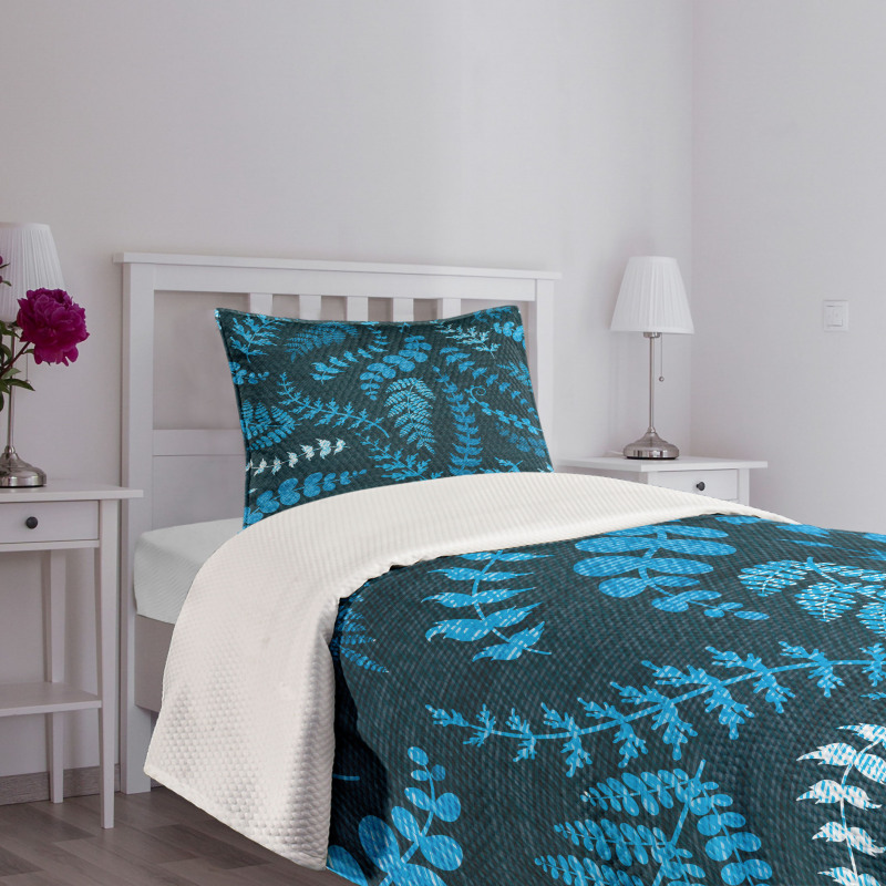 Floral Swirl Leaves Branch Bedspread Set