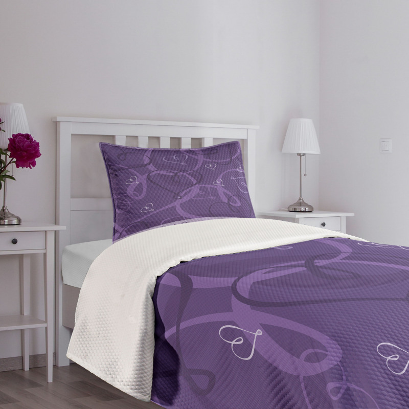 Indigo Purple Hearts Bedspread Set