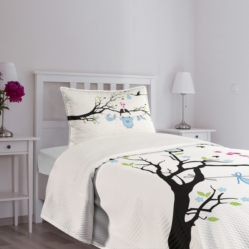 Birds Child Clothes Bedspread Set