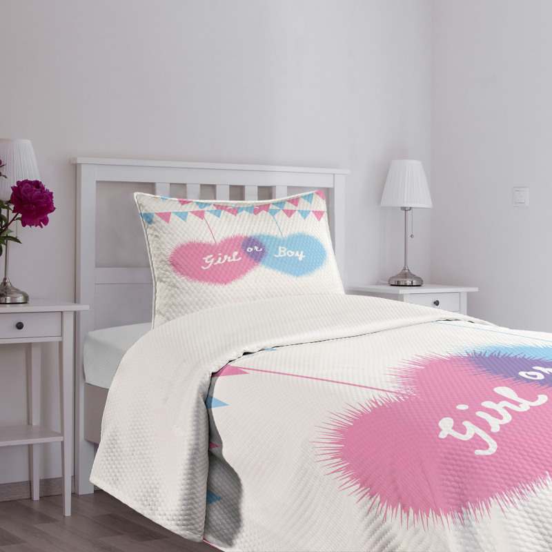 Girl Boy Hearts Flags Bedspread Set