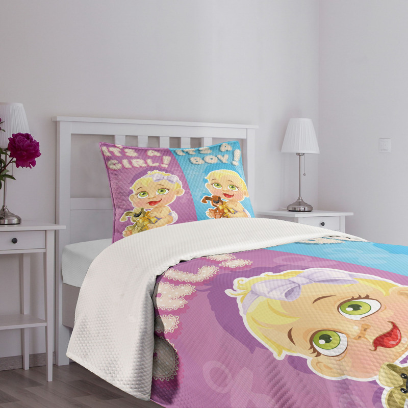 Girl Boy Dogs Bedspread Set