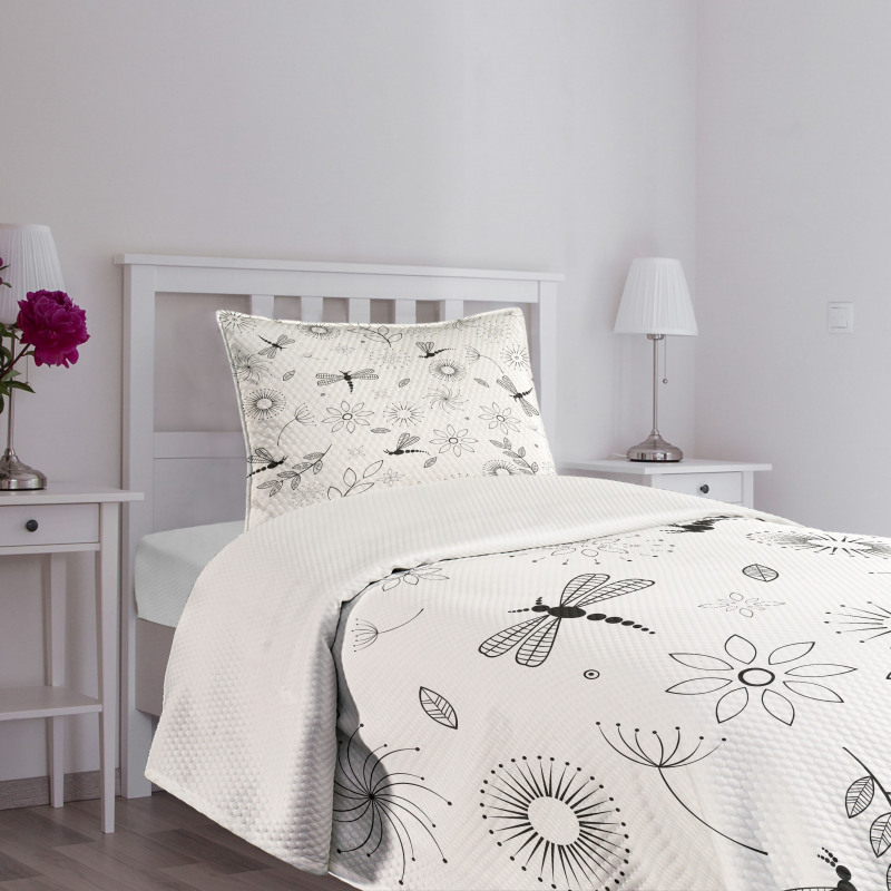 Dragonfly Floral Bedspread Set