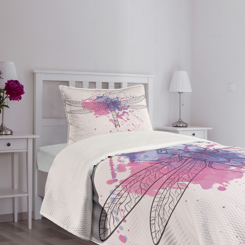 Grunge Moth Dragonfly Bedspread Set